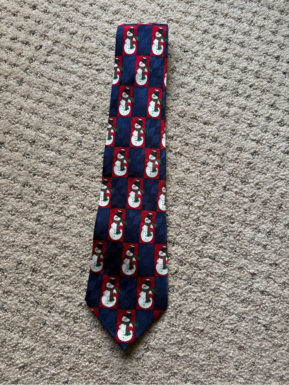 Vintage Holiday Traditions Snowman Silk Necktie